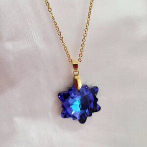Fashion 18K Gold Plated Stainless Steel Love Blue Women Necklaces